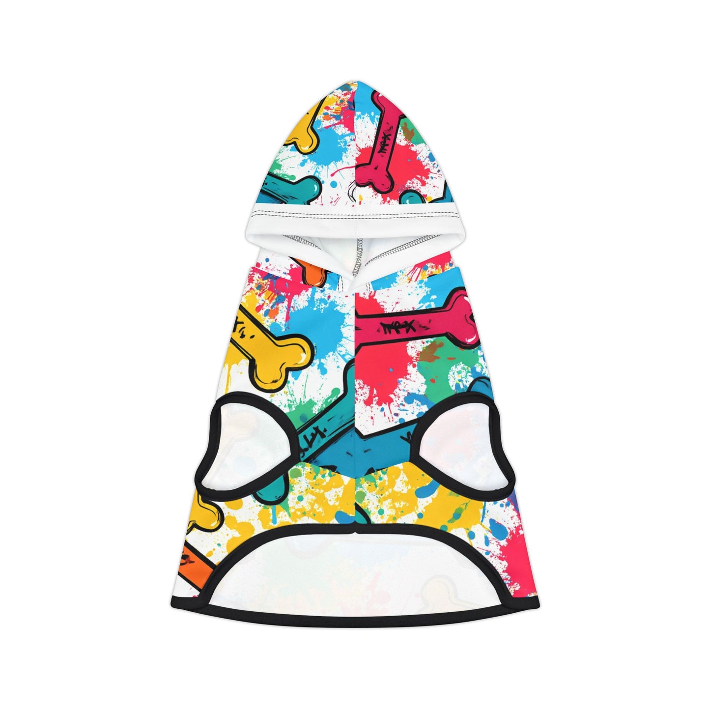 Colorful Graffiti Pet Hoodie with Bone Print