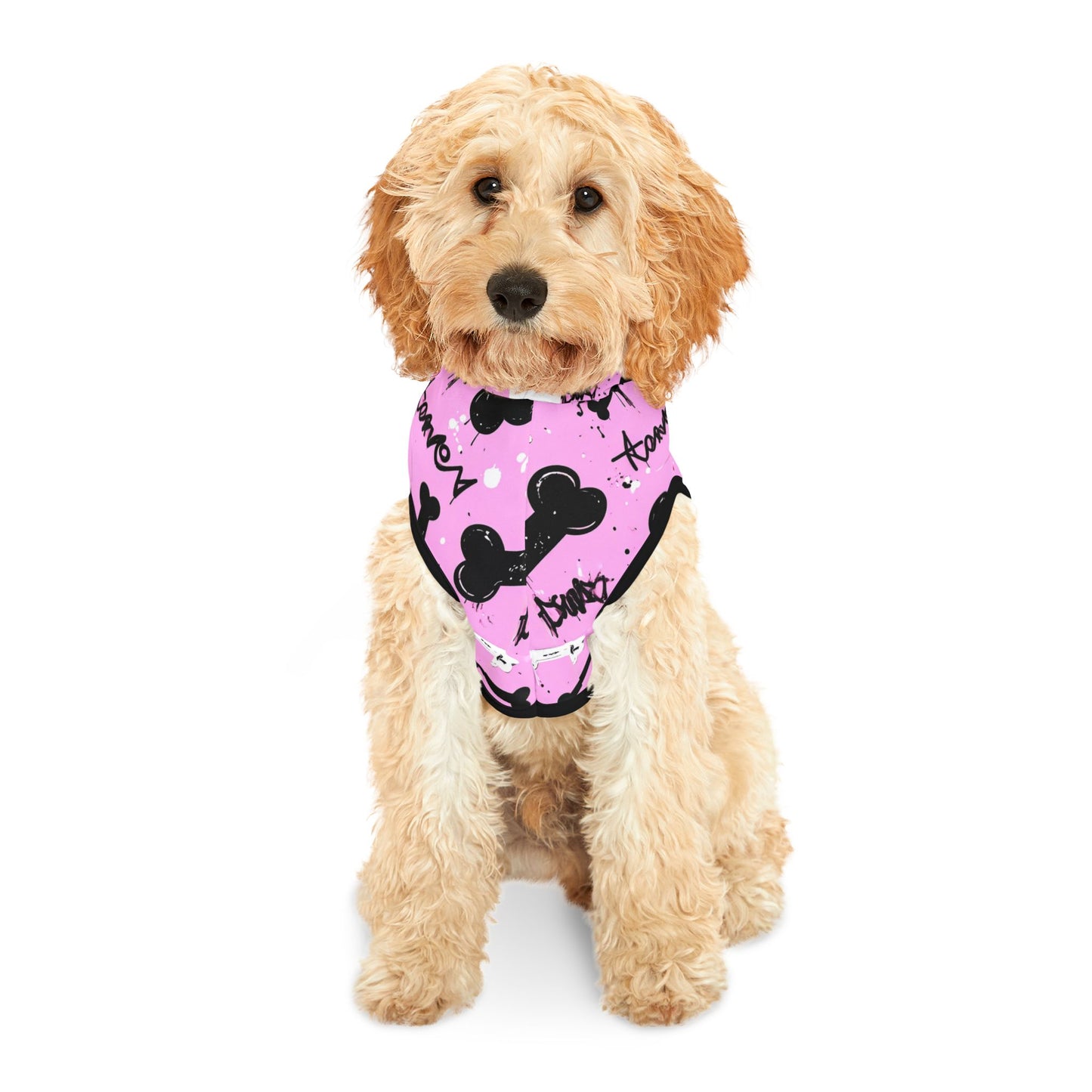 Dog Hoodie - Pink Graffiti Bone Print