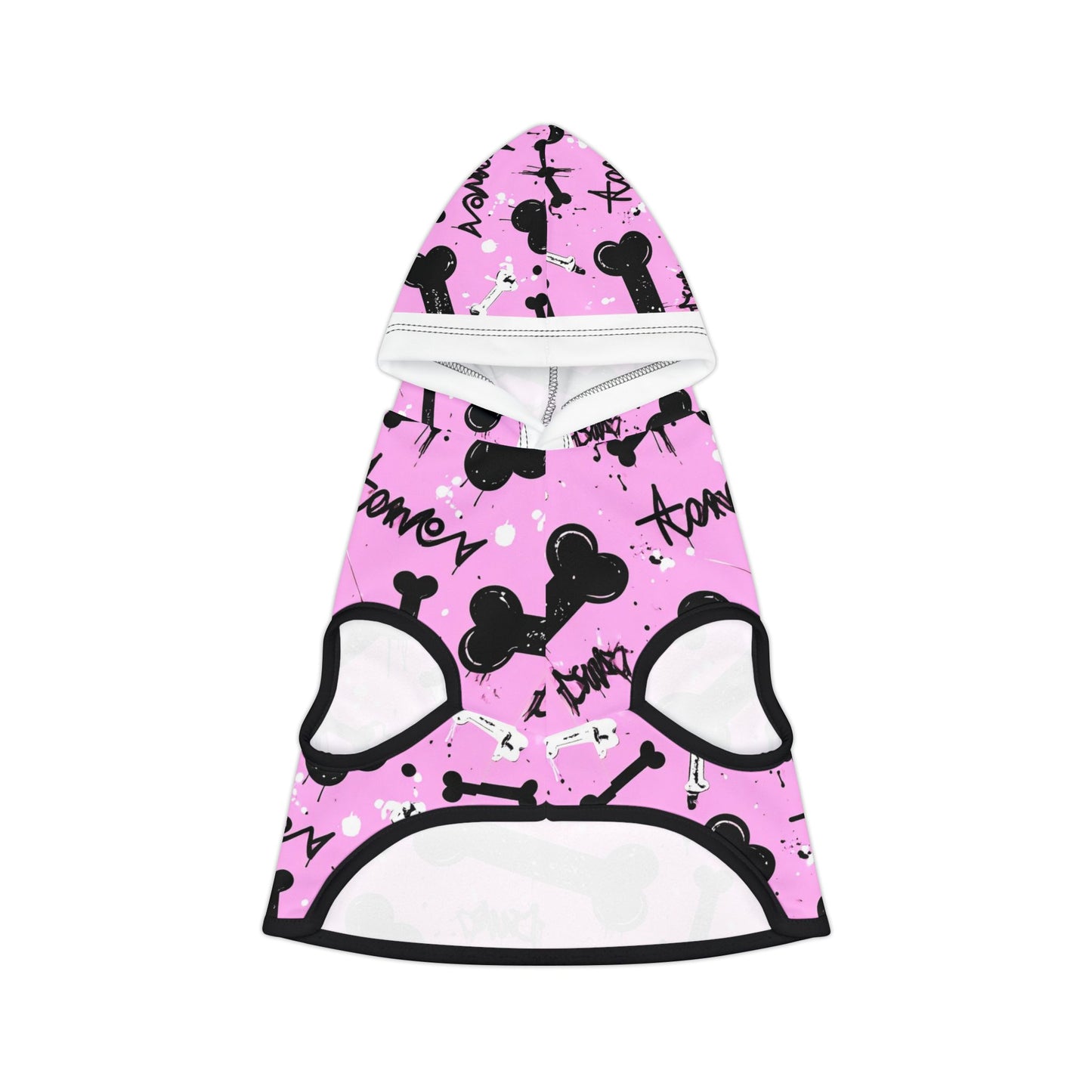 Dog Hoodie - Pink Graffiti Bone Print