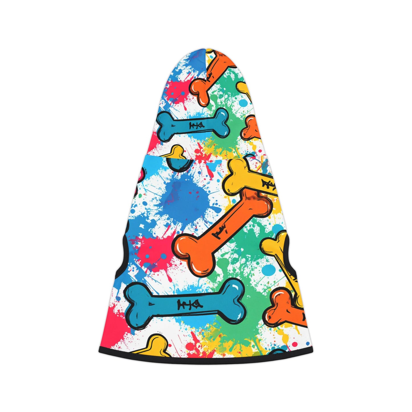 Colorful Graffiti Pet Hoodie with Bone Print