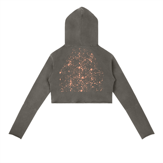 Graffiti Riot™ Vintage Washed Paint-Splatter Cropped Hoodie