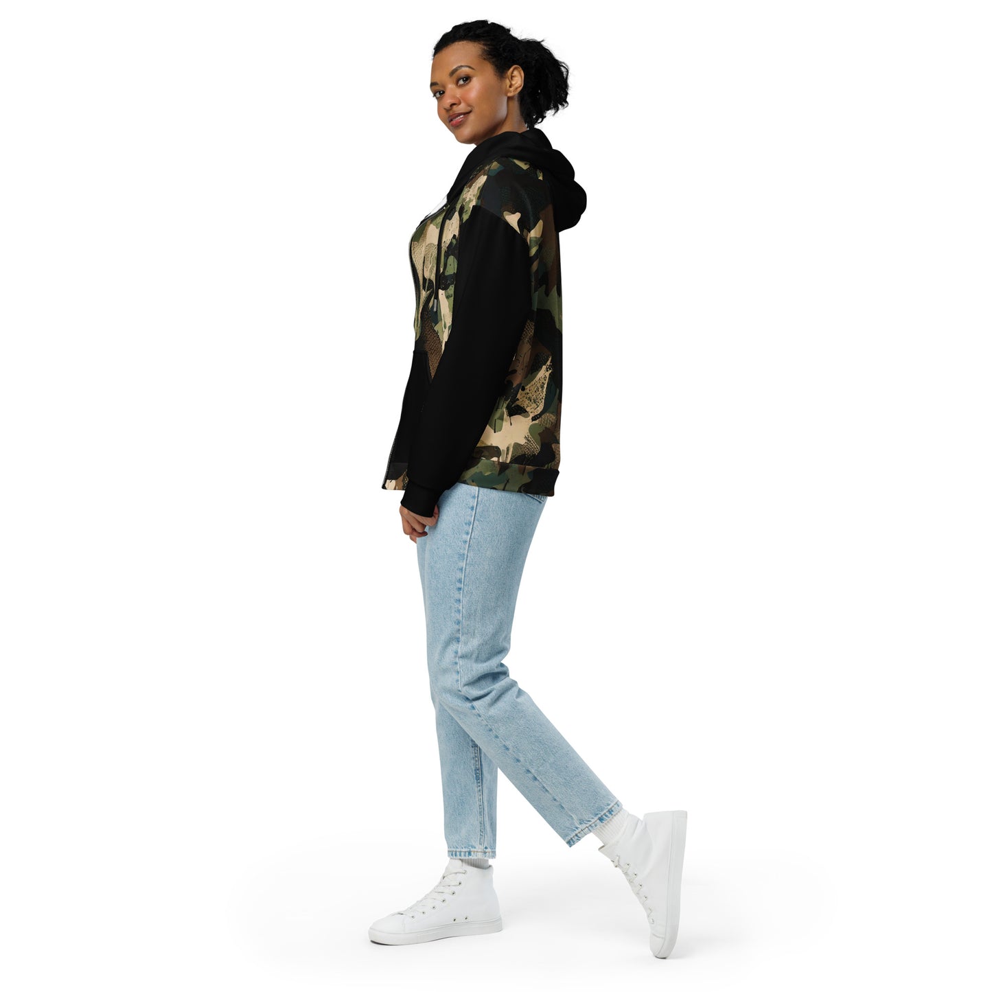 “Shadow Signal” Graffiti Camo Zip Hoodie