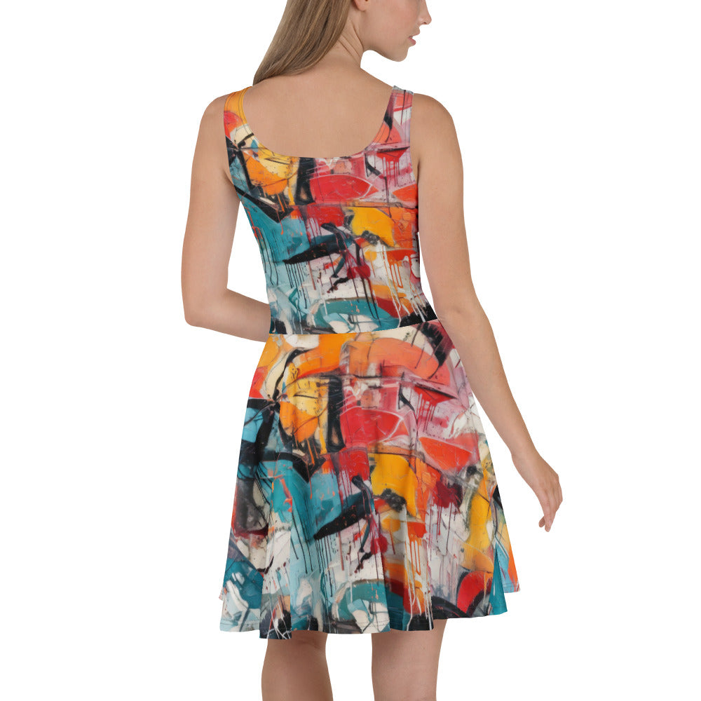 Graffiti Print Skater Dress