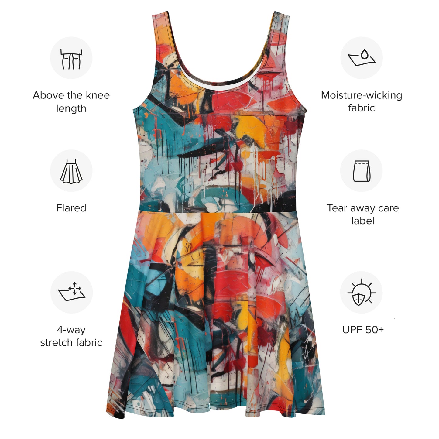 Graffiti Print Skater Dress