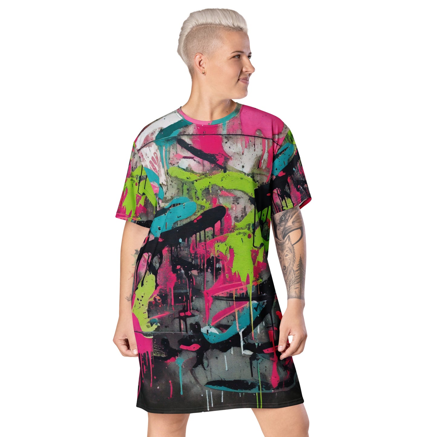 Graffiti Print T-shirt dress