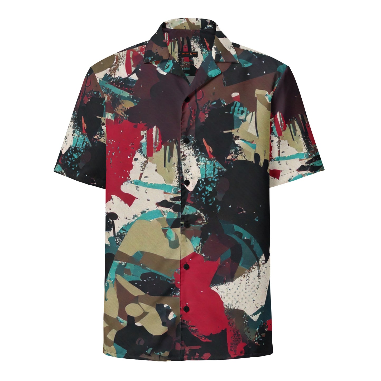 Red "Camo Remix" Summer Button Down