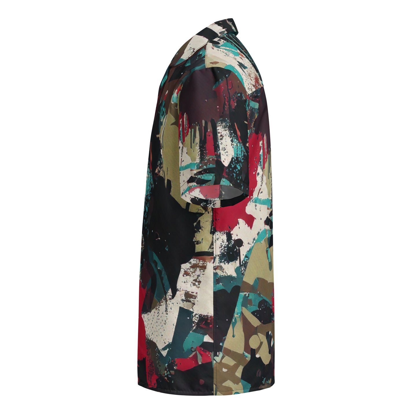 Red "Camo Remix" Summer Button Down