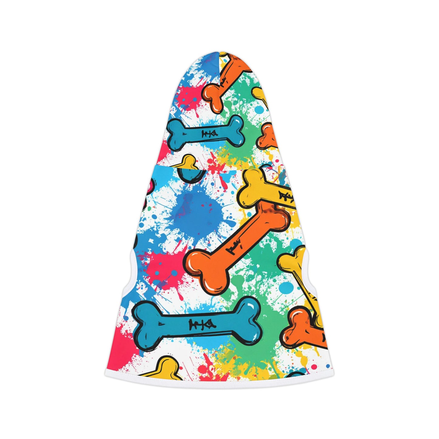 Colorful Graffiti Pet Hoodie with Bone Print