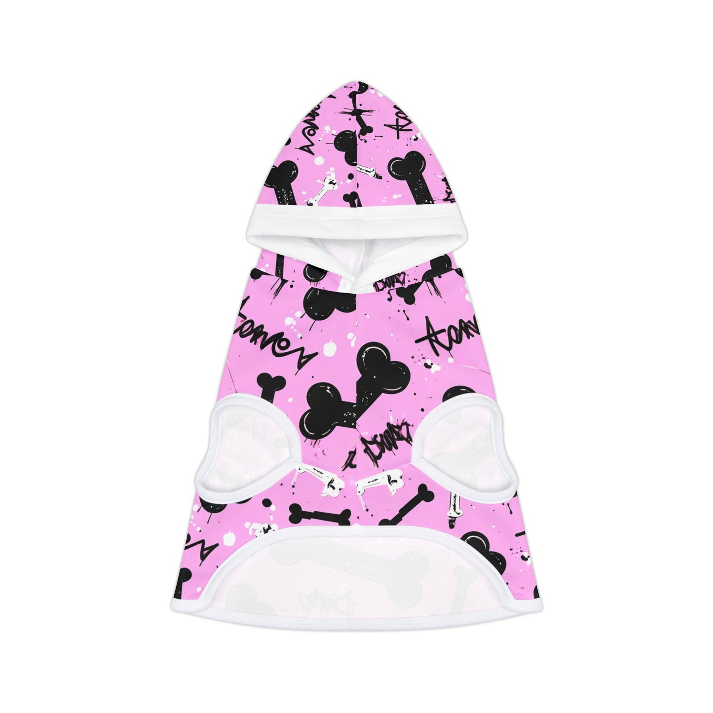 Dog Hoodie - Pink Graffiti Bone Print