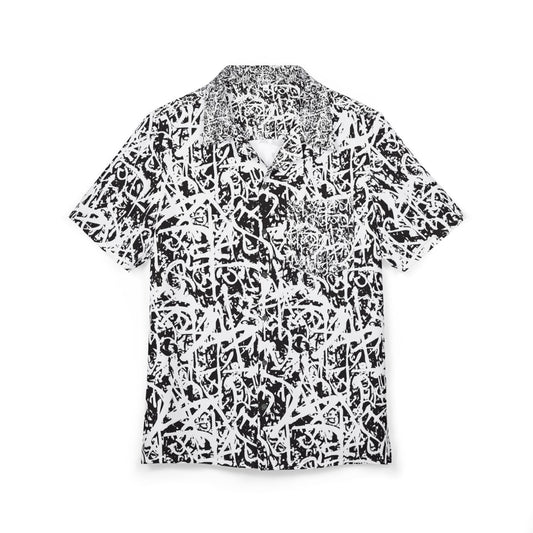 Concrete Canvas Button-Down – Black & White Graffiti Edition