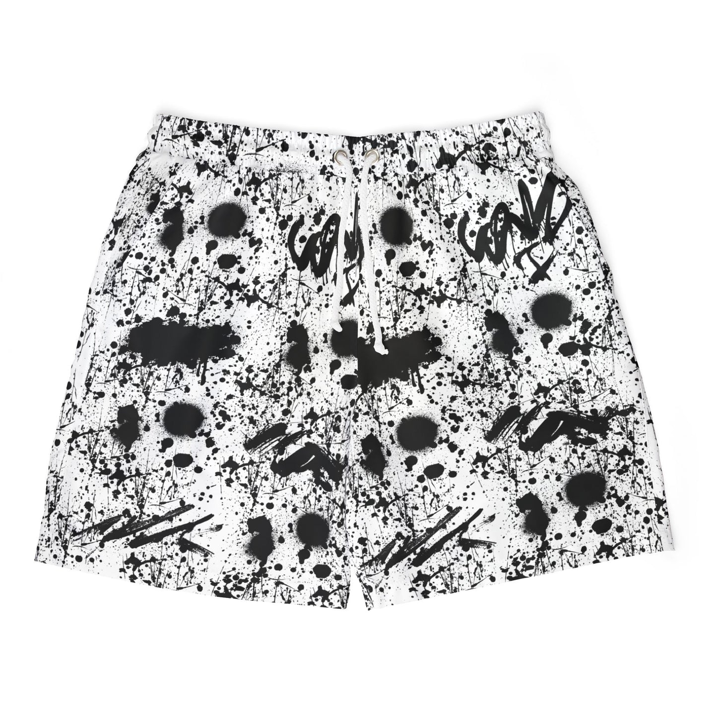 Tag & Splash Graffiti Print Unisex Swim Shorts