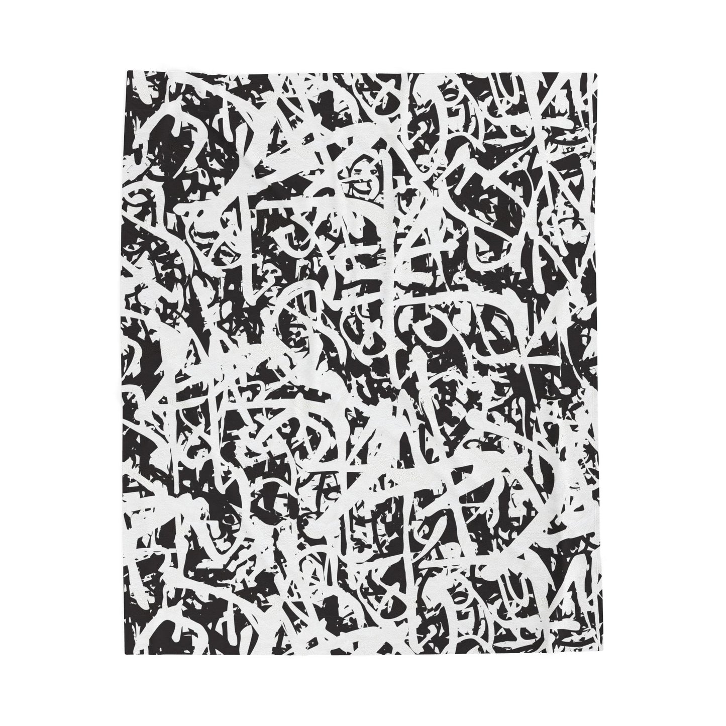 "Ink Riot" Velveteen Plush Graffiti Throw Blanket, Cozy Gift for Home Decor, Trendy Throws for Winter, Unique Bedding, Soft Decorative Throw