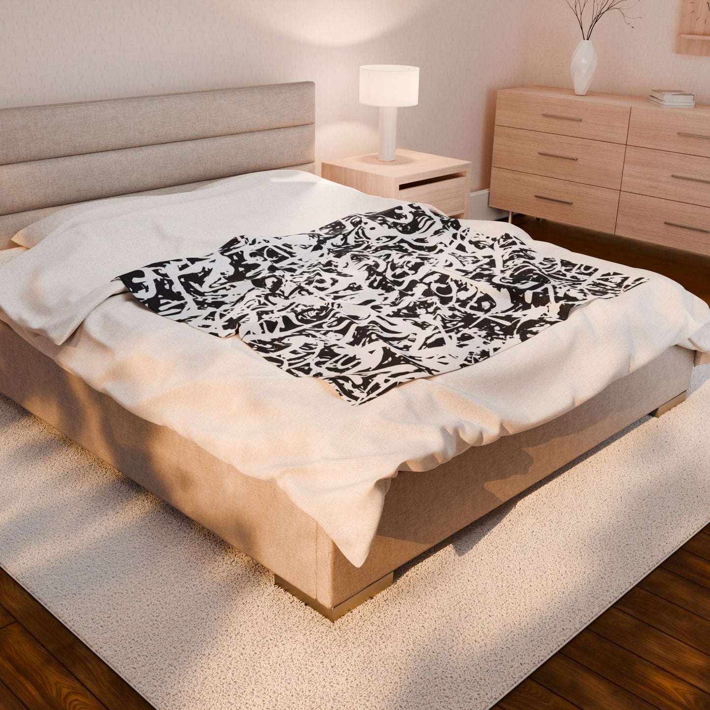"Ink Riot" Velveteen Plush Graffiti Throw Blanket, Cozy Gift for Home Decor, Trendy Throws for Winter, Unique Bedding, Soft Decorative Throw
