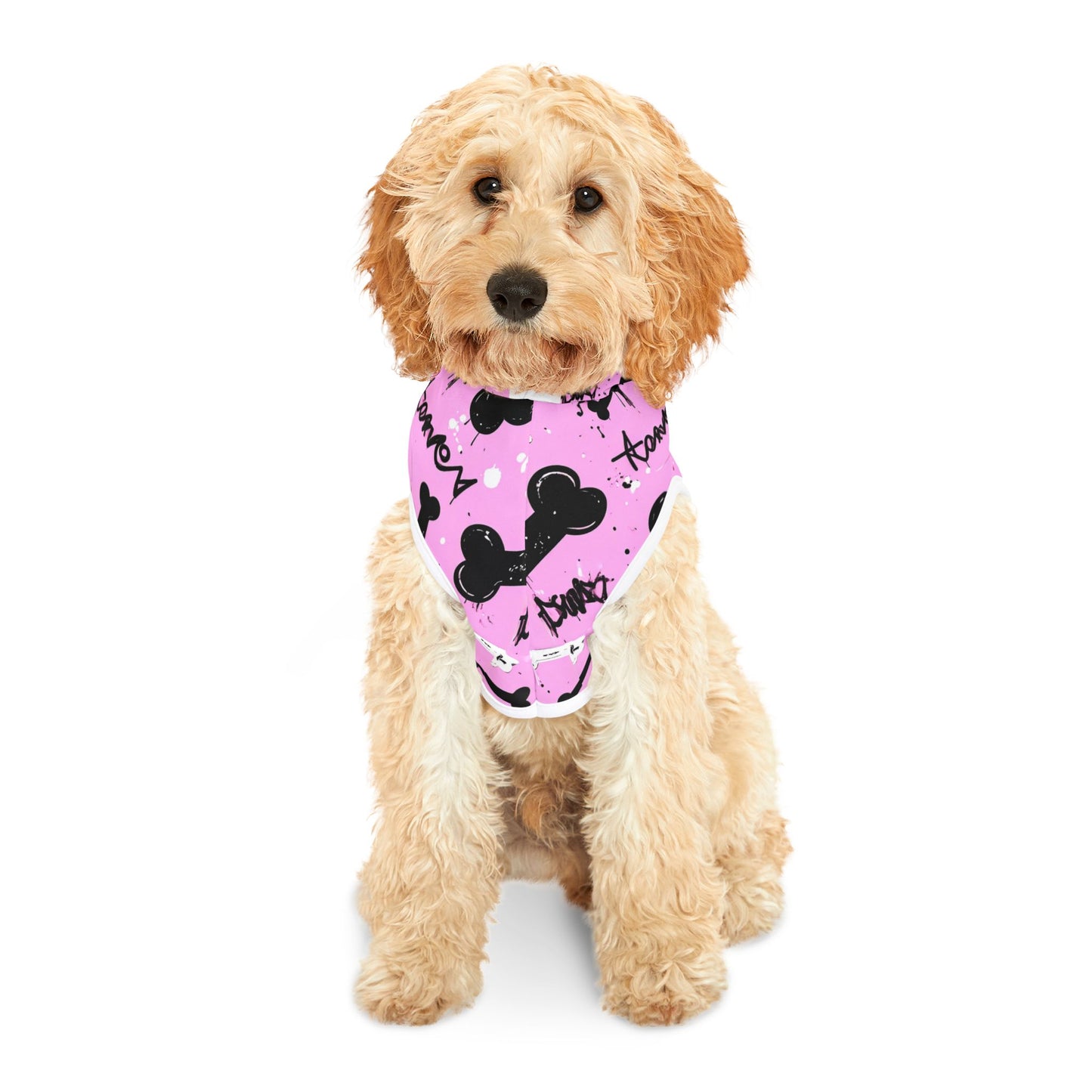 Dog Hoodie - Pink Graffiti Bone Print