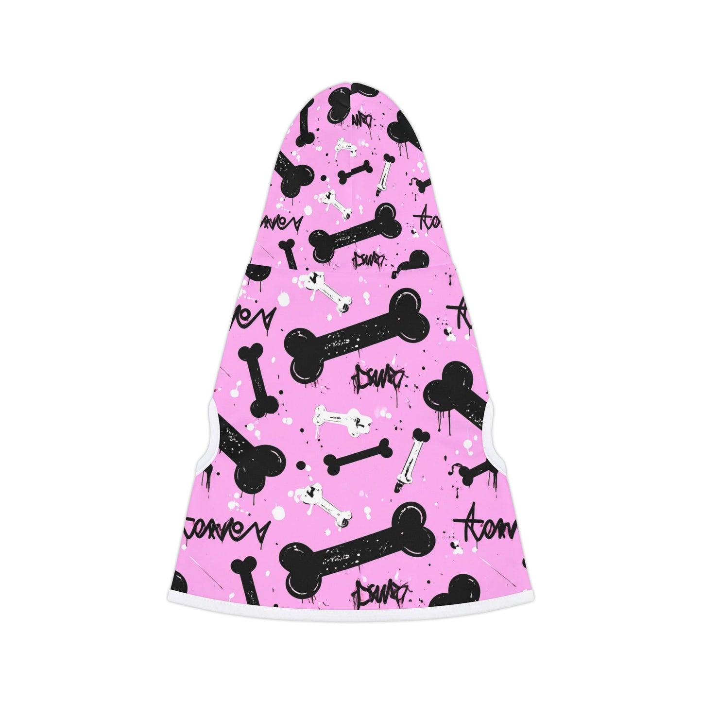 Dog Hoodie - Pink Graffiti Bone Print