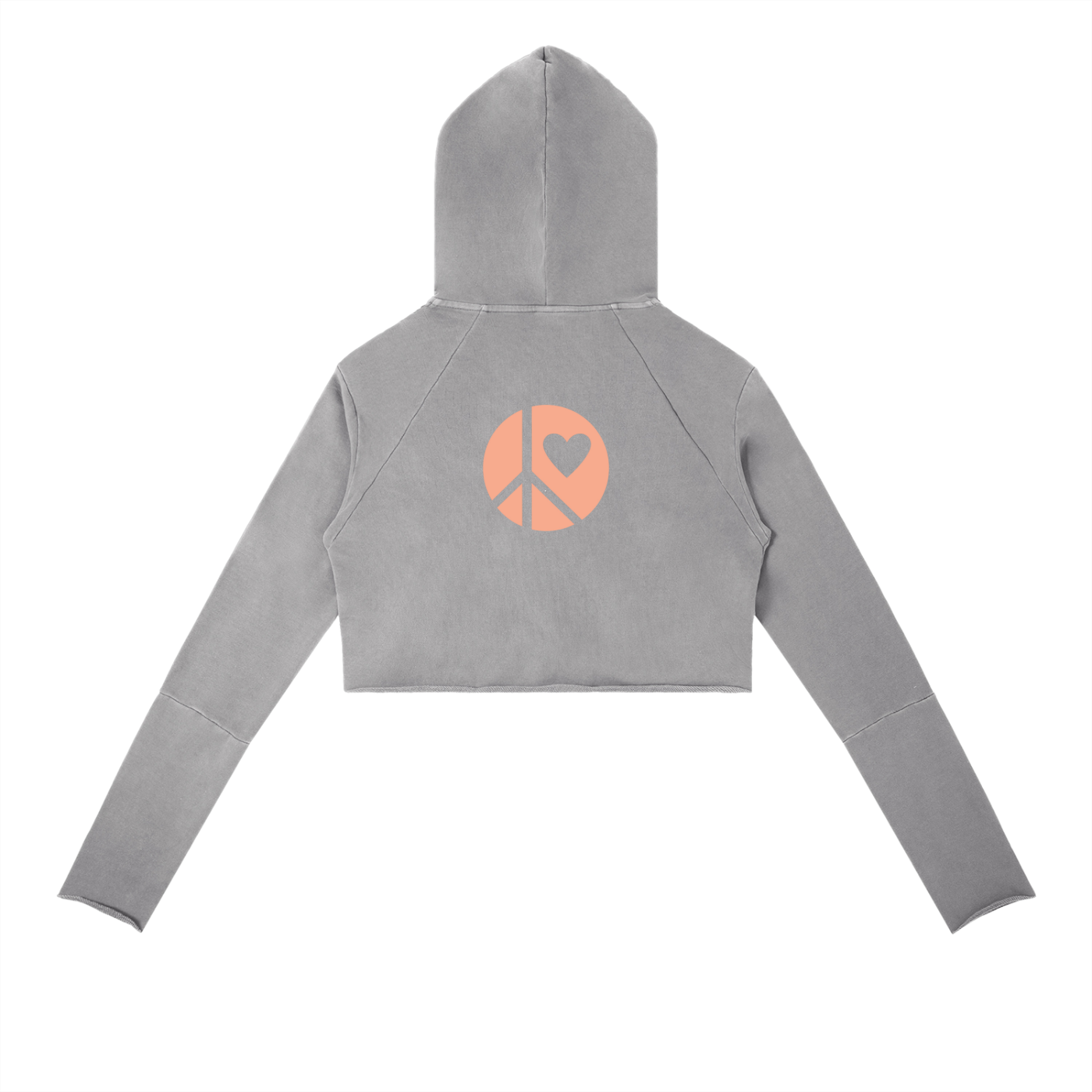 Graffiti Riot™ Vintage Washed Raw Edge Cropped Hoodie – Peace & Love Emblem
