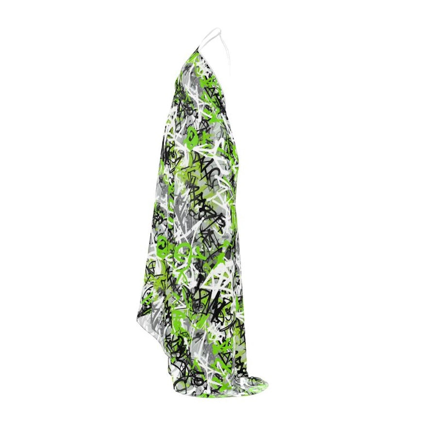 Urban Muse Halter Maxi Dress – Neon Graffiti Edition