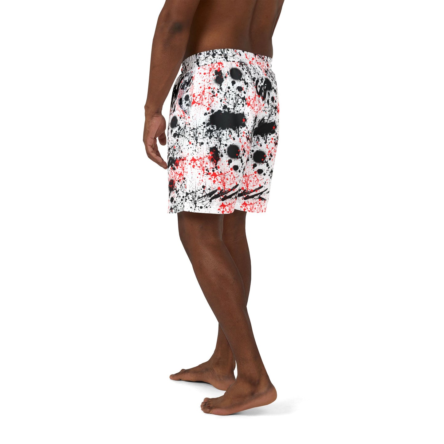 Tag & Splash Red Graffiti Print Unisex Swim Shorts