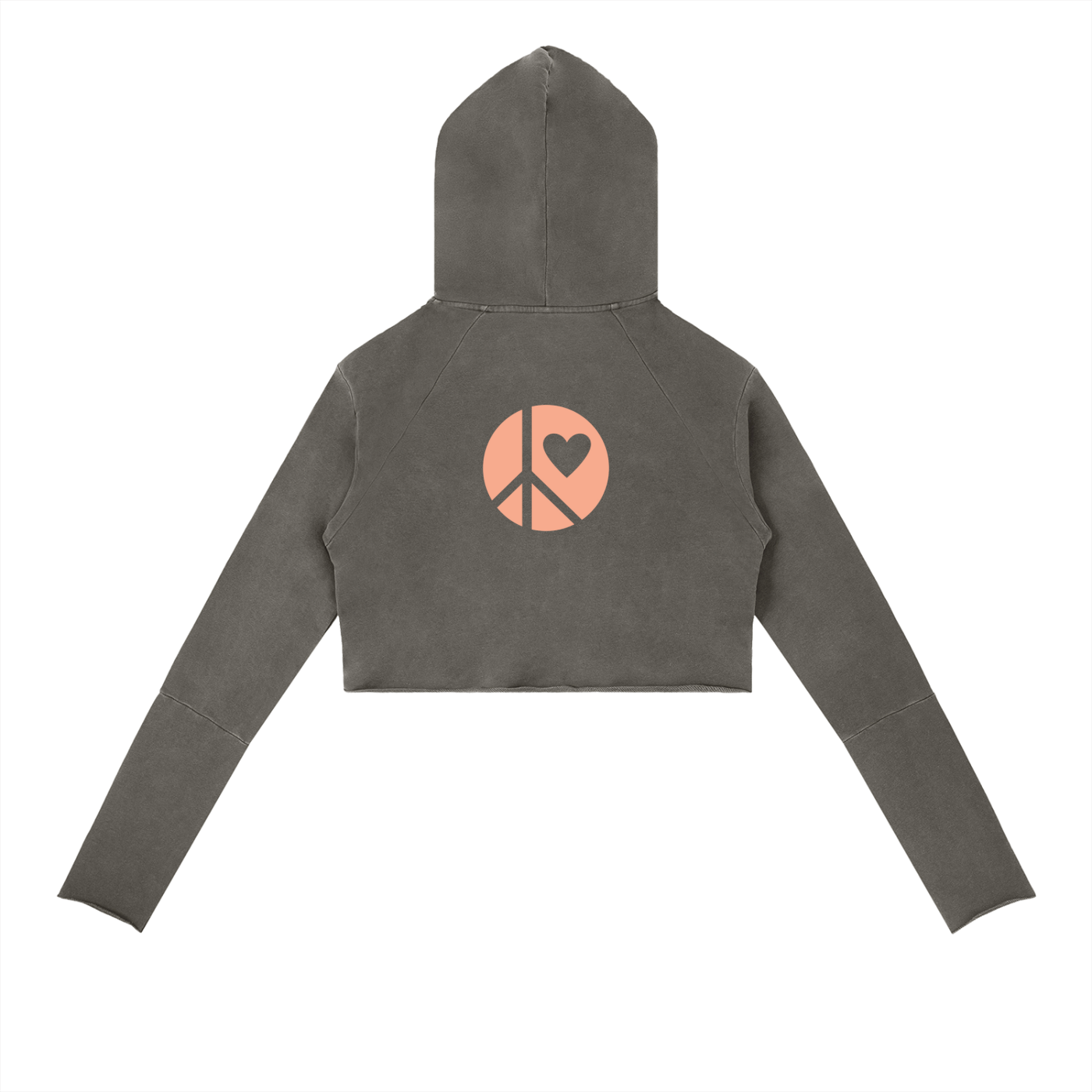 Graffiti Riot™ Vintage Washed Raw Edge Cropped Hoodie – Peace & Love Emblem