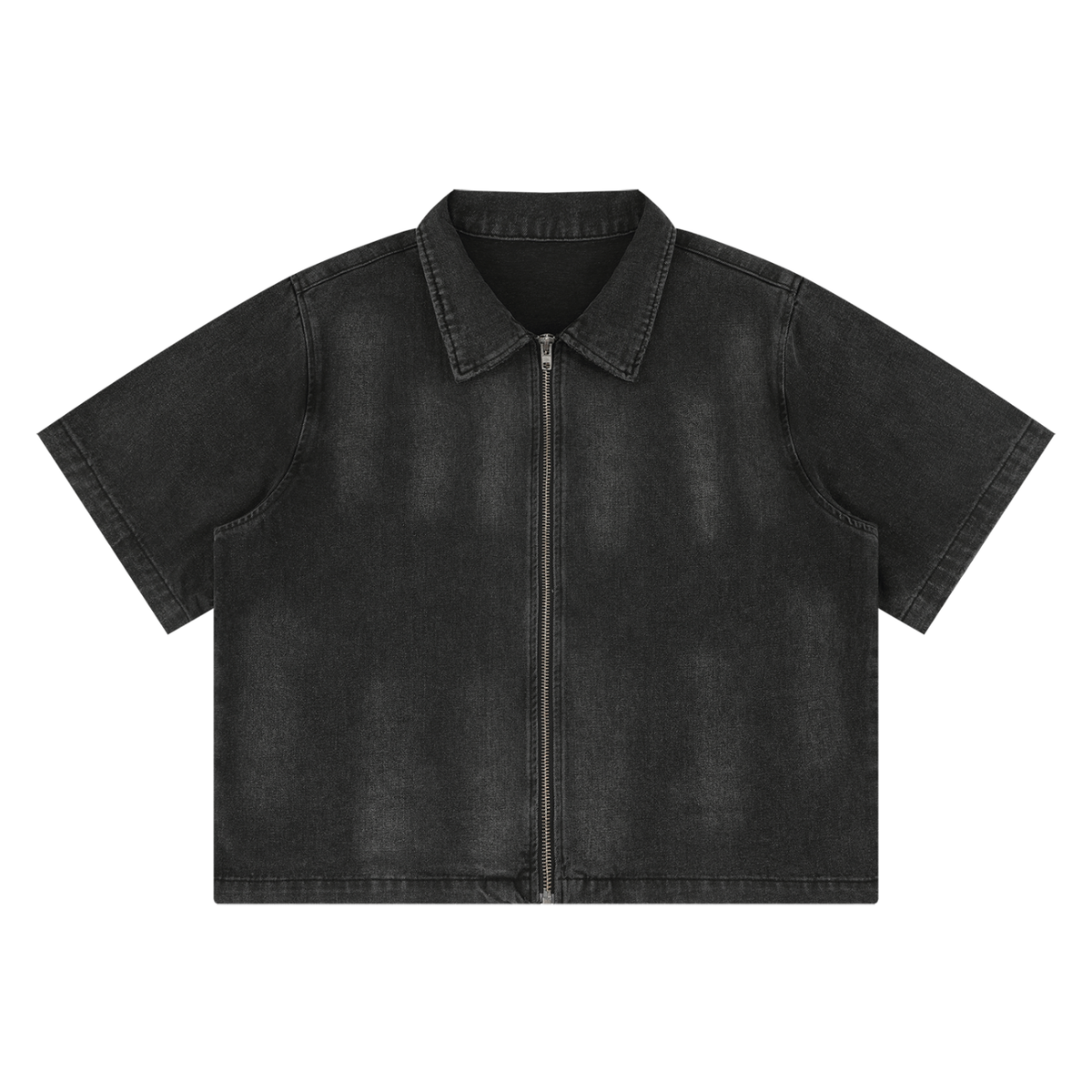 Quiet Riot Vintage Wash Zip-Front Denim Overshirt