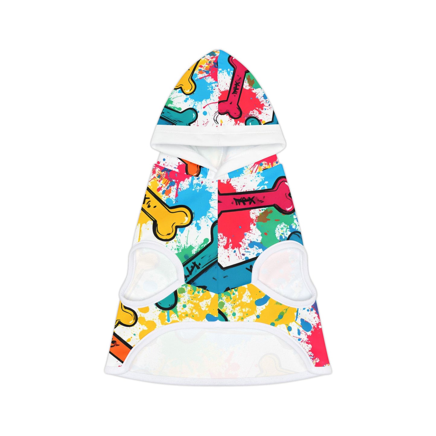 Colorful Graffiti Pet Hoodie with Bone Print