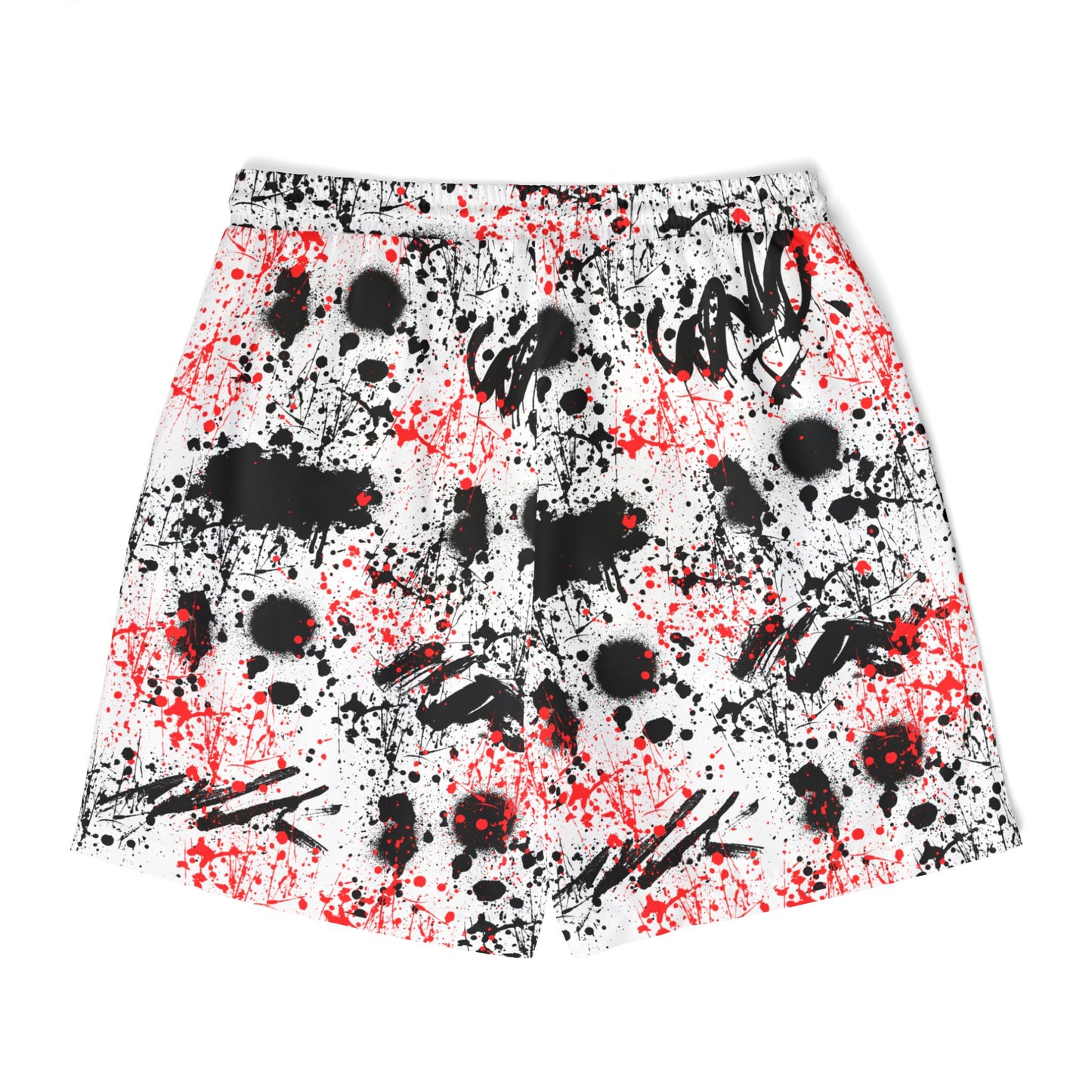 Tag & Splash Red Graffiti Print Unisex Swim Shorts