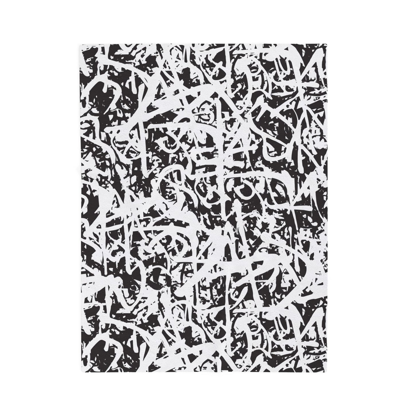 "Ink Riot" Velveteen Plush Graffiti Throw Blanket, Cozy Gift for Home Decor, Trendy Throws for Winter, Unique Bedding, Soft Decorative Throw