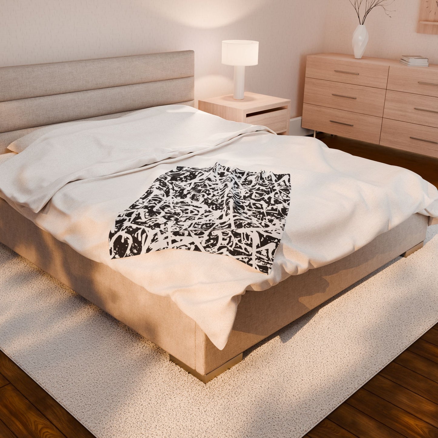 "Ink Riot" Velveteen Plush Graffiti Throw Blanket, Cozy Gift for Home Decor, Trendy Throws for Winter, Unique Bedding, Soft Decorative Throw