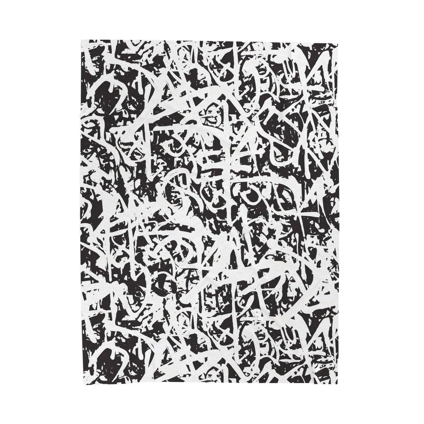 "Ink Riot" Velveteen Plush Graffiti Throw Blanket, Cozy Gift for Home Decor, Trendy Throws for Winter, Unique Bedding, Soft Decorative Throw