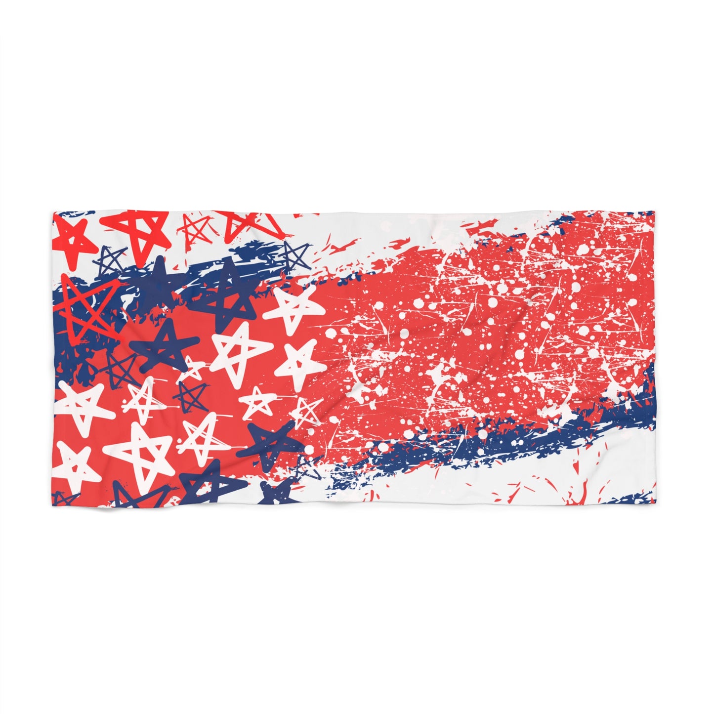 Beach Towel - Patriotic Graffiti Starry Red, White, and Blue Design