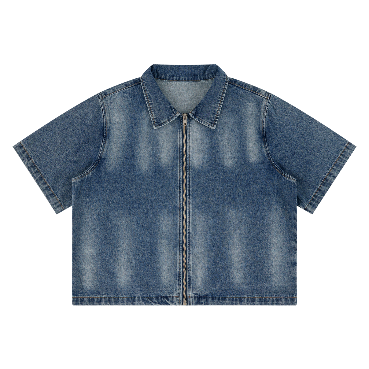 Quiet Riot Vintage Wash Zip-Front Denim Overshirt