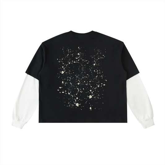 Graffiti Riot™ Quiet Riot Layered Contrast Sleeve Paint Splatter Tee