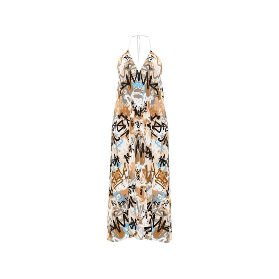 Urban Muse Graffiti Halter Maxi Dress