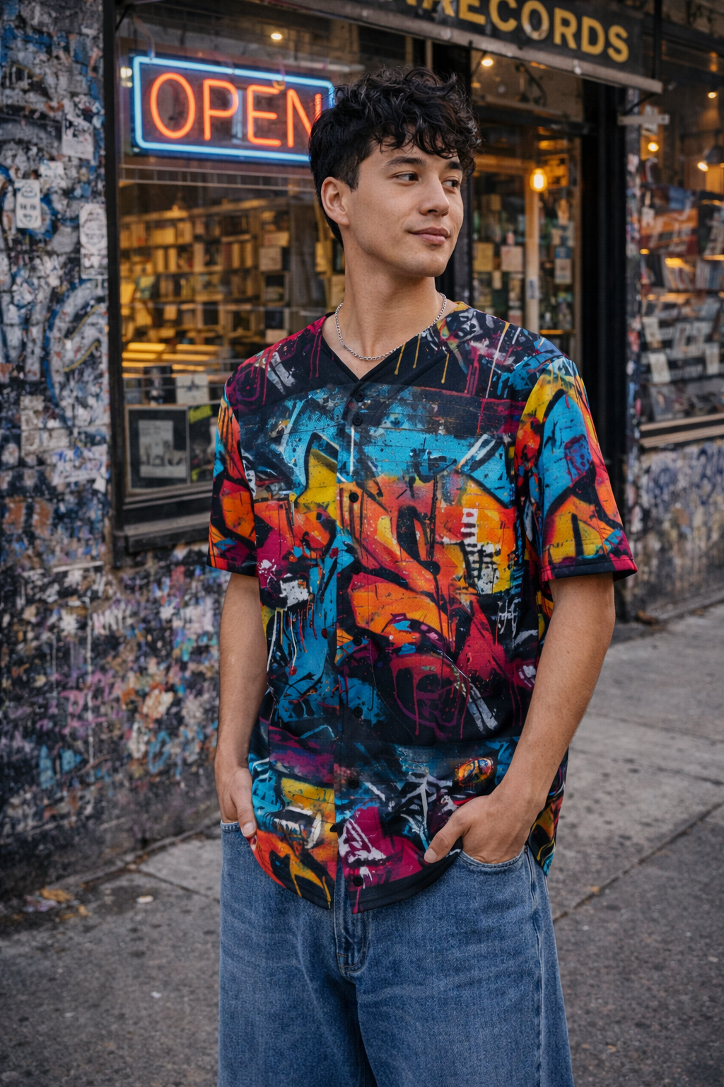 Street Ease Graffiti Wall Print Baseball Jersey
