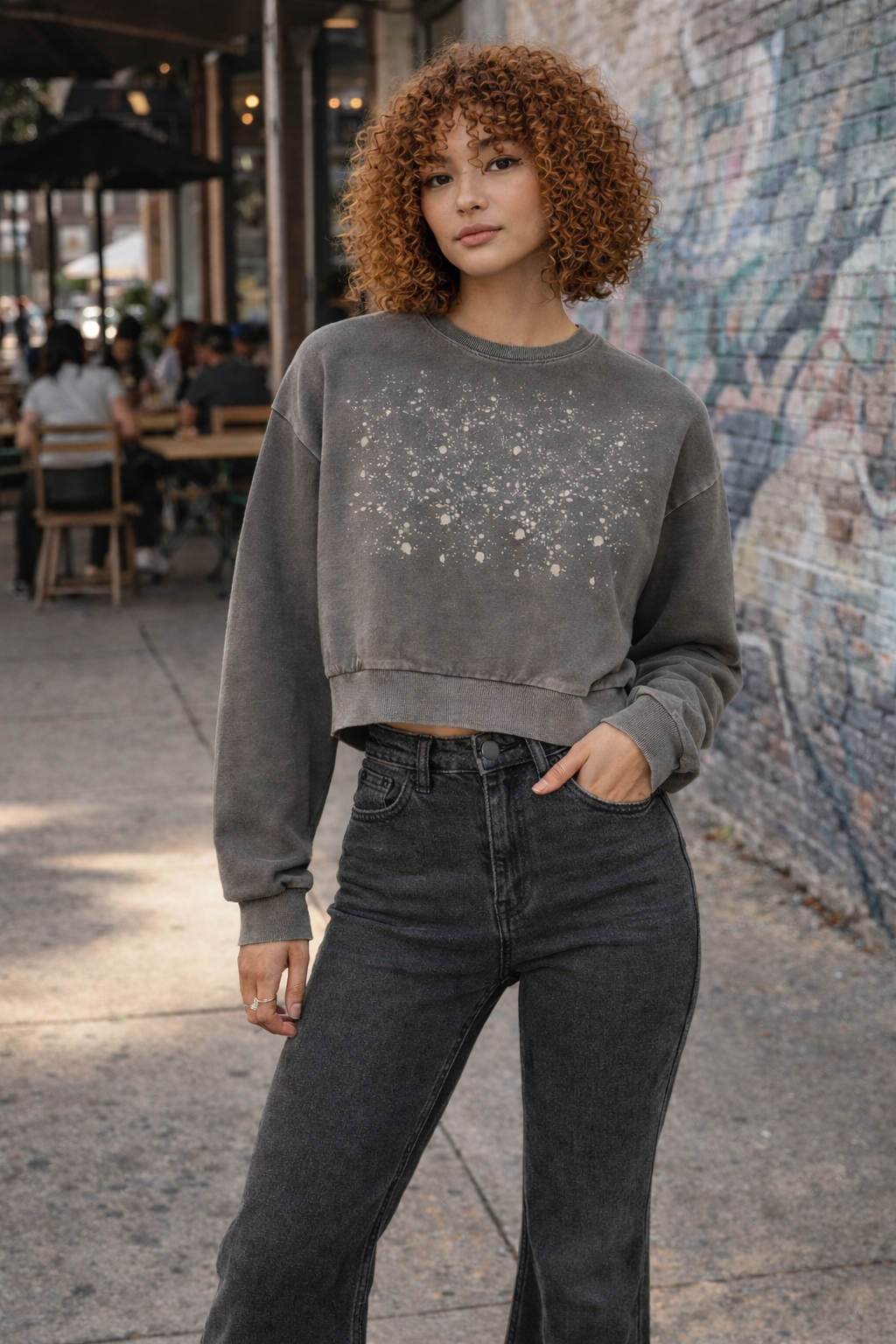 Quiet Riot™ Vintage Washed Cropped Sweatshirt