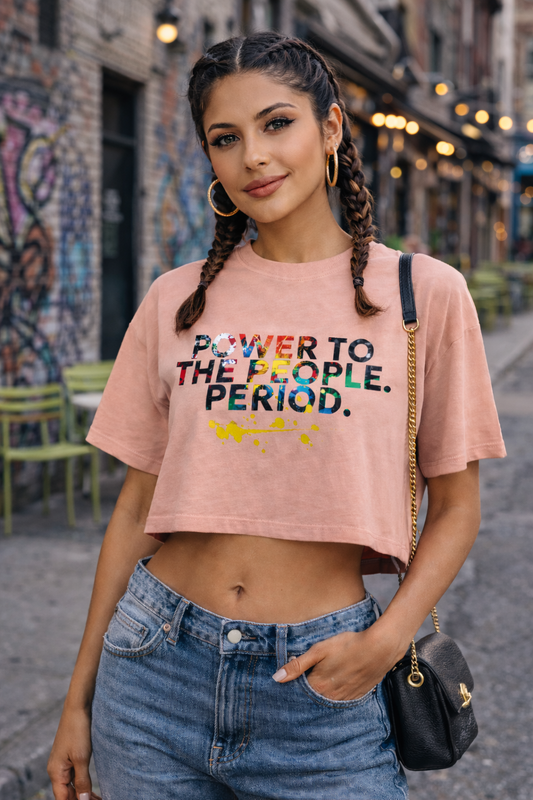 Power to the People Snow Washed Crop Top