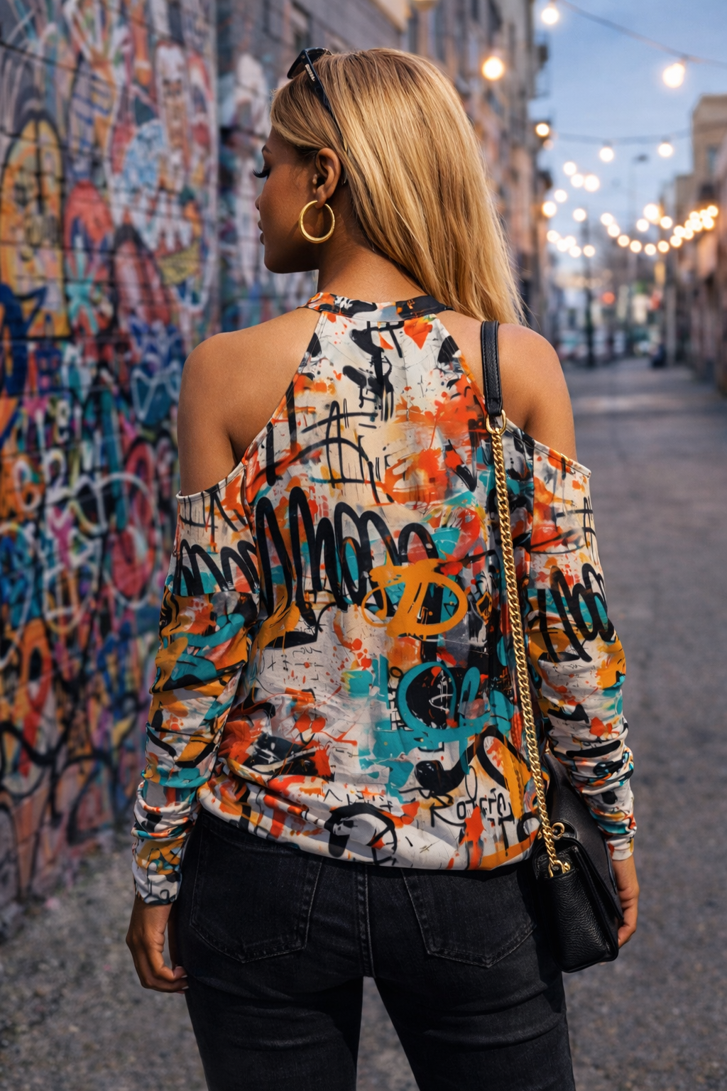 Riot Spectrum Cut-Out Shoulder Sweatshirt