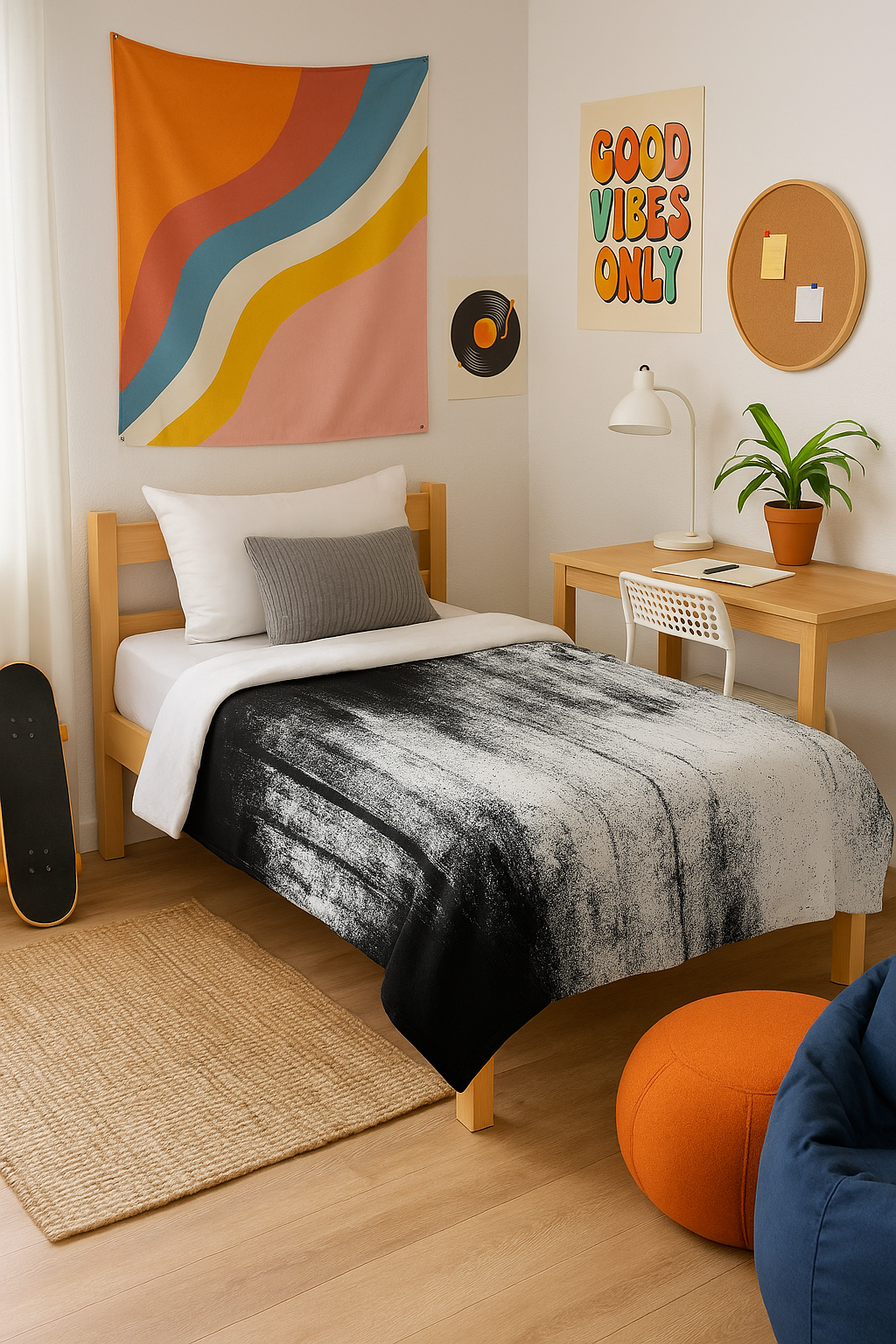 Urban Static – Graffiti Wall Texture Print Velveteen Plush Throw Blanket