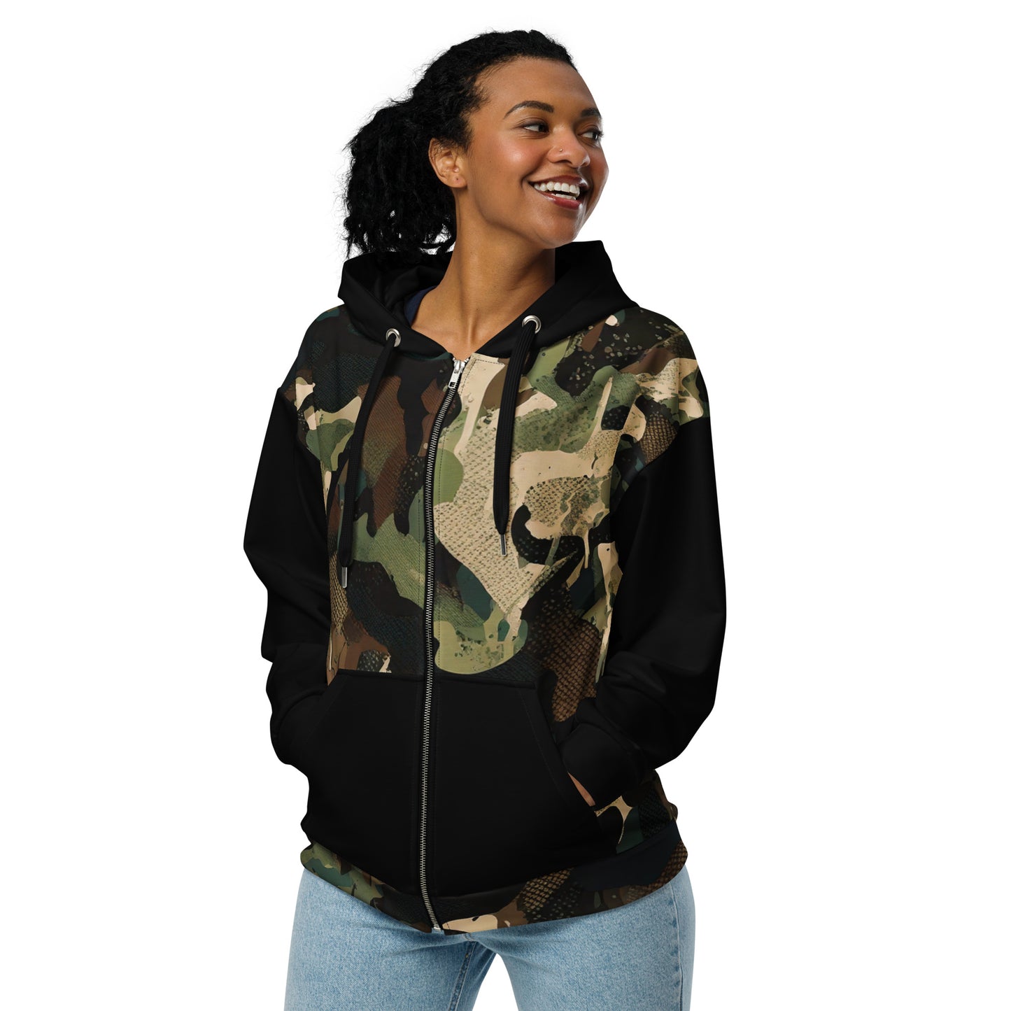 “Shadow Signal” Graffiti Camo Zip Hoodie