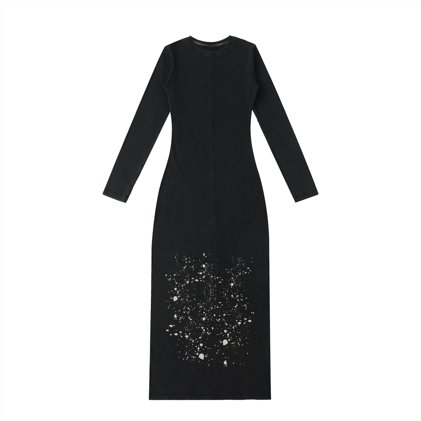 Quiet Riot™ Dyed Washed Slit Maxi Dress | Paint-Splatter Streetwear Maxi