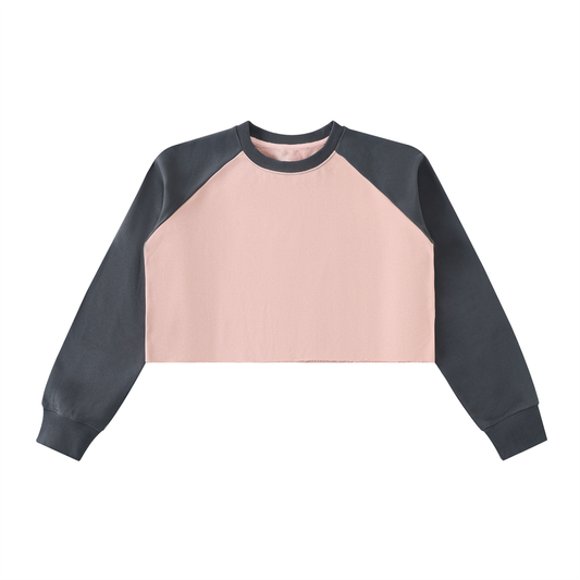 Quiet Riot™ Raw-Hem Color-Block Raglan Crop