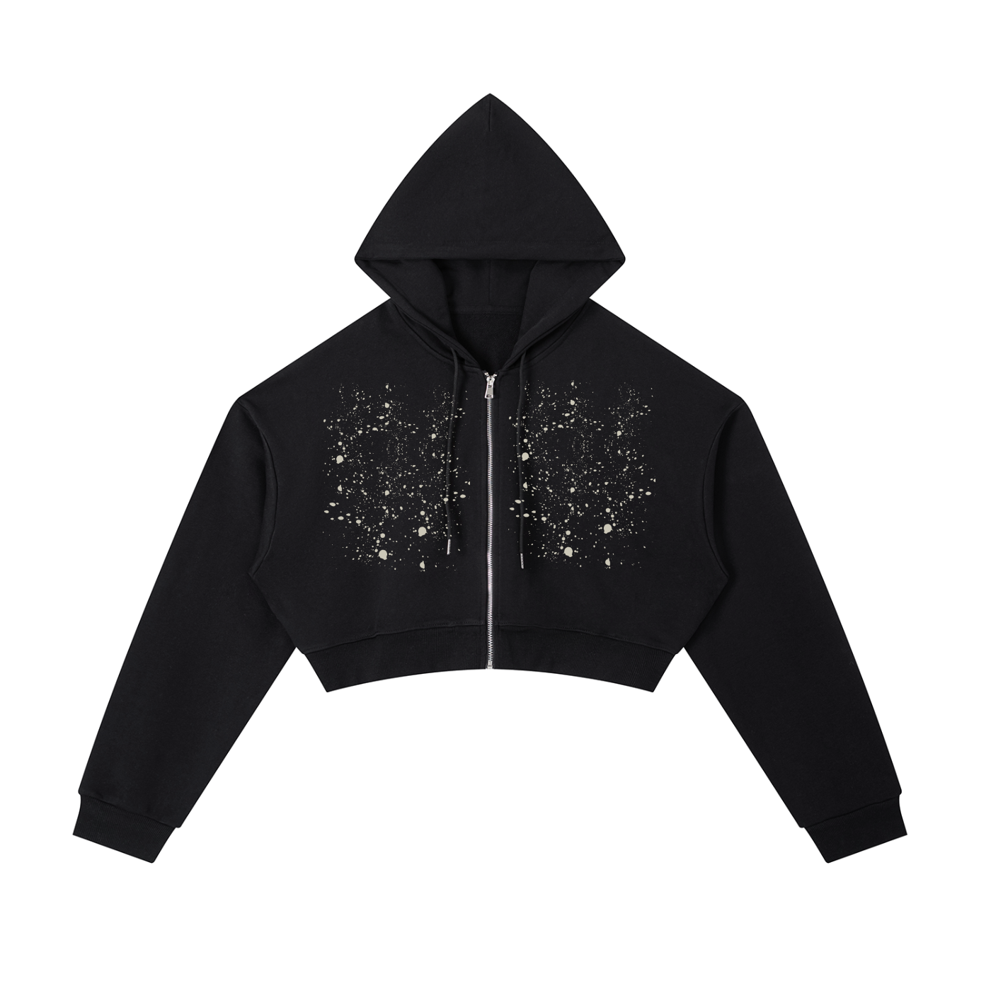 Quiet Riot™ Essential Paint-Splatter Cropped Zip Hoodie | Elevated Street Layer