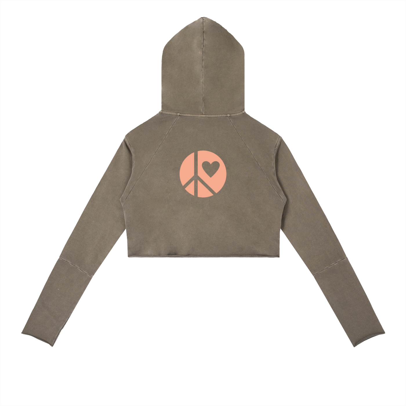 Graffiti Riot™ Vintage Washed Raw Edge Cropped Hoodie – Peace & Love Emblem