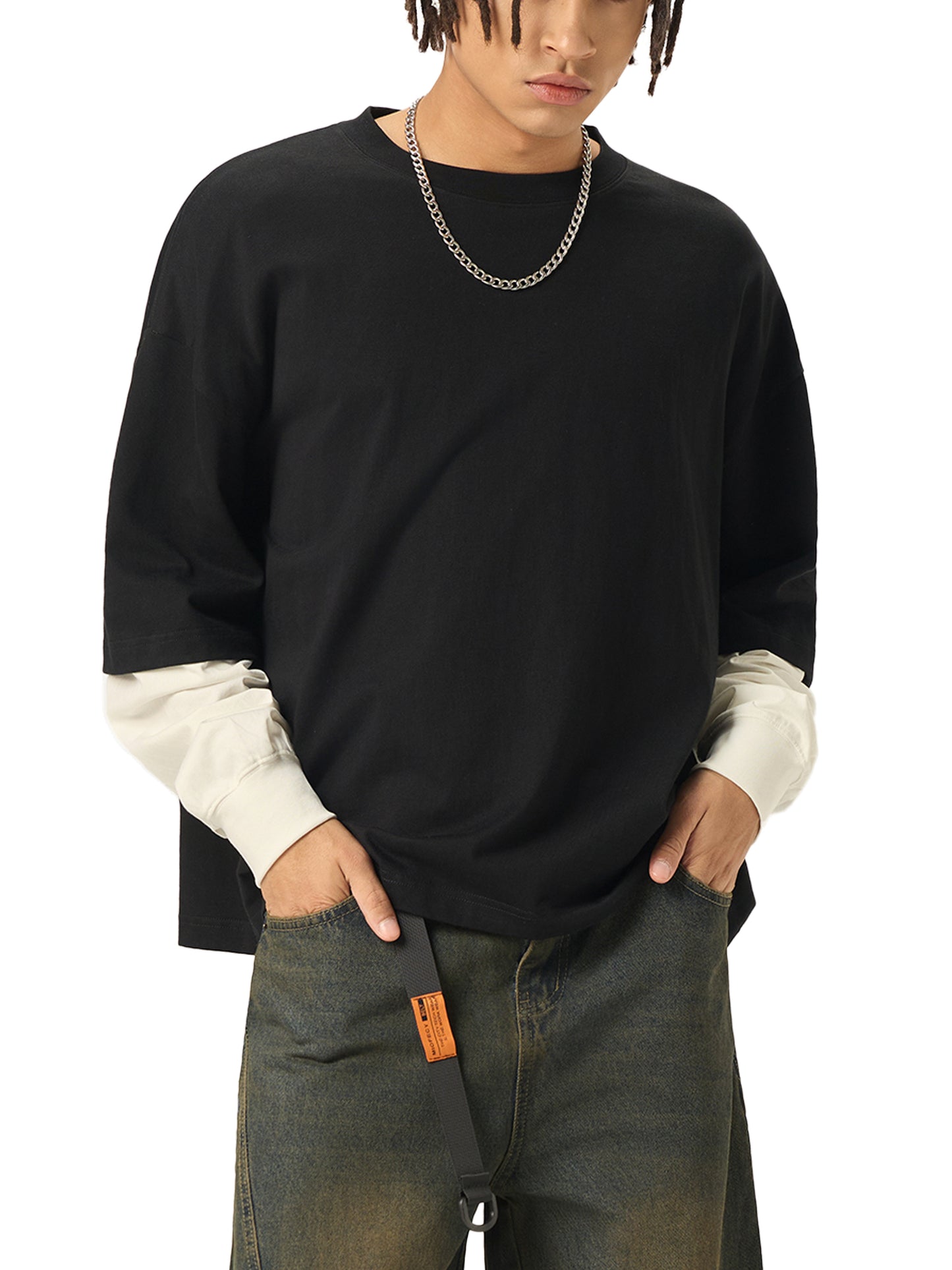 Graffiti Riot™ Quiet Riot Layered Contrast Sleeve Paint Splatter Tee