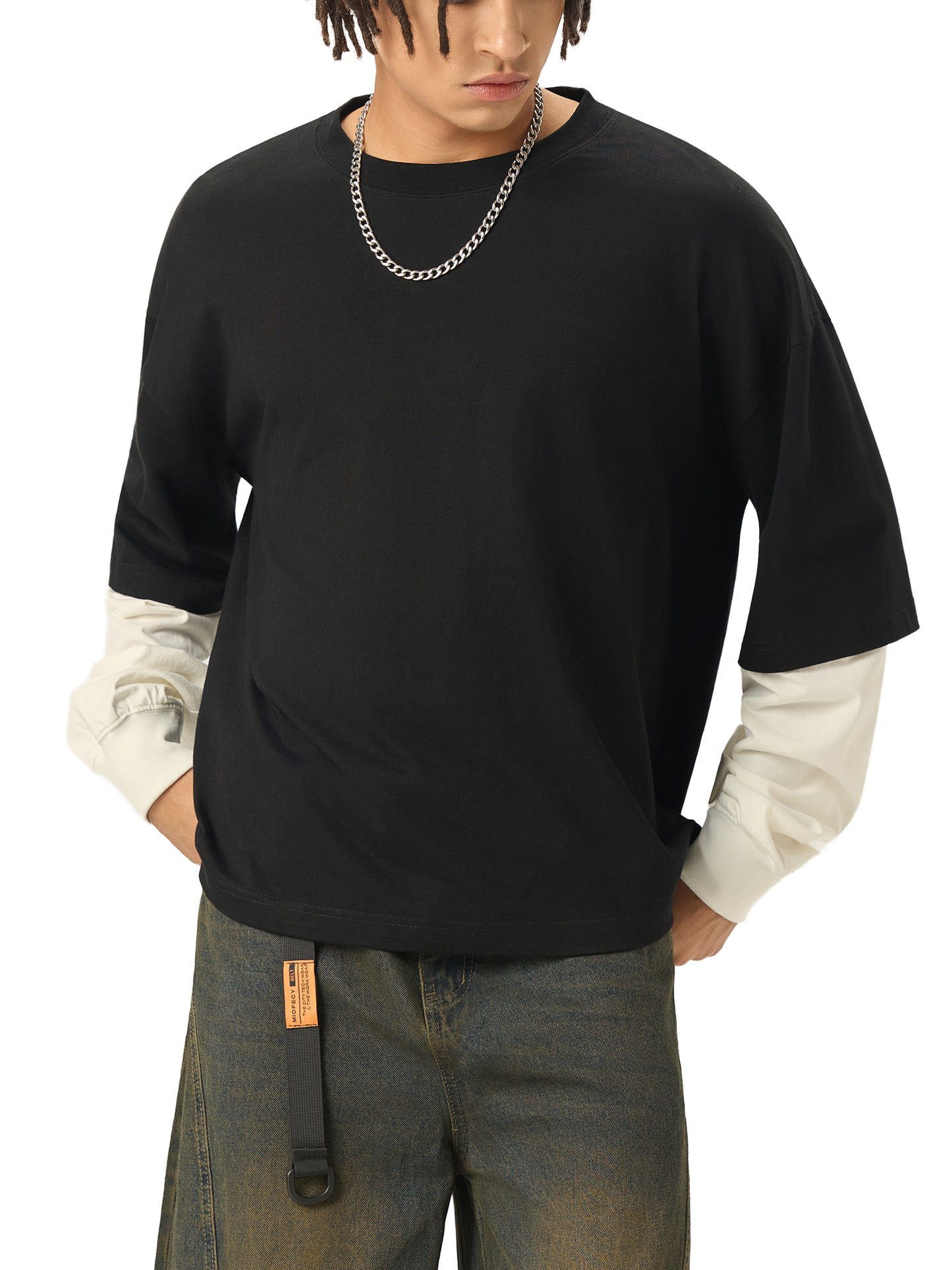 Graffiti Riot™ Quiet Riot Layered Contrast Sleeve Paint Splatter Tee