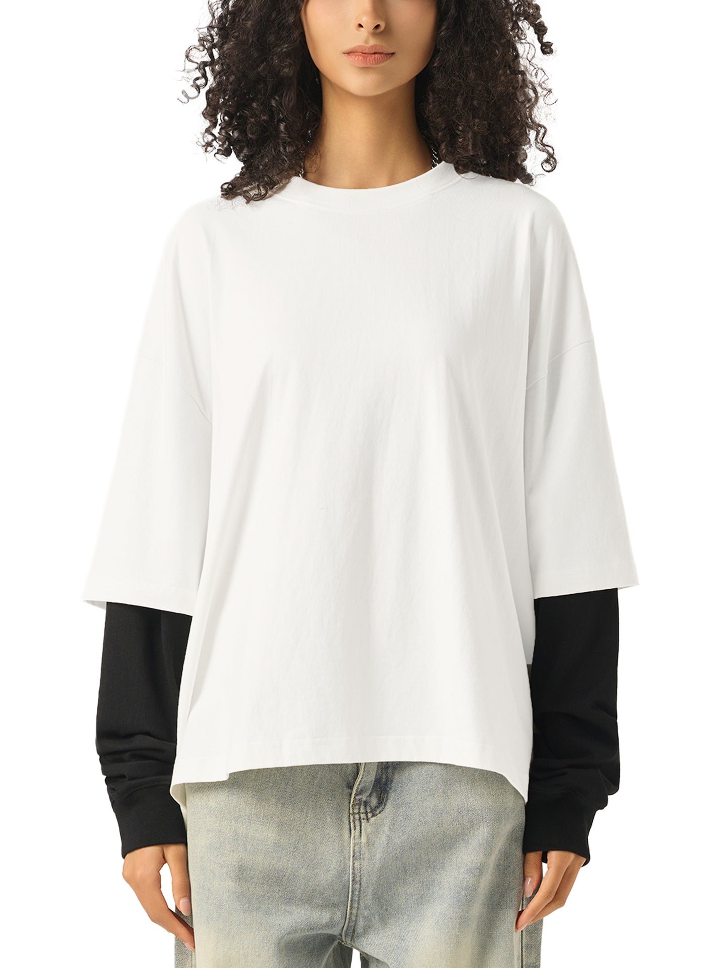 Graffiti Riot™ Quiet Riot Layered Contrast Sleeve Paint Splatter Tee