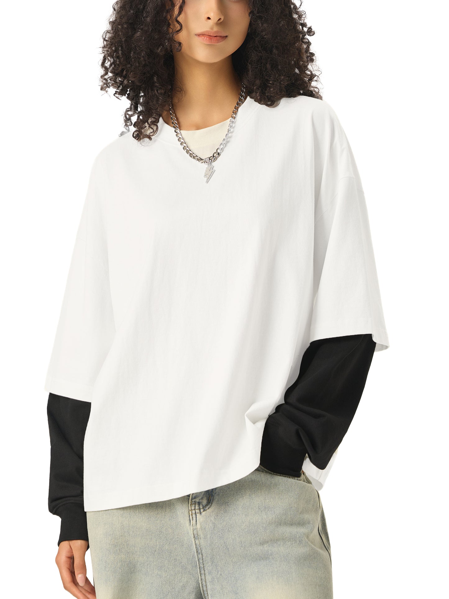 Graffiti Riot™ Quiet Riot Layered Contrast Sleeve Paint Splatter Tee