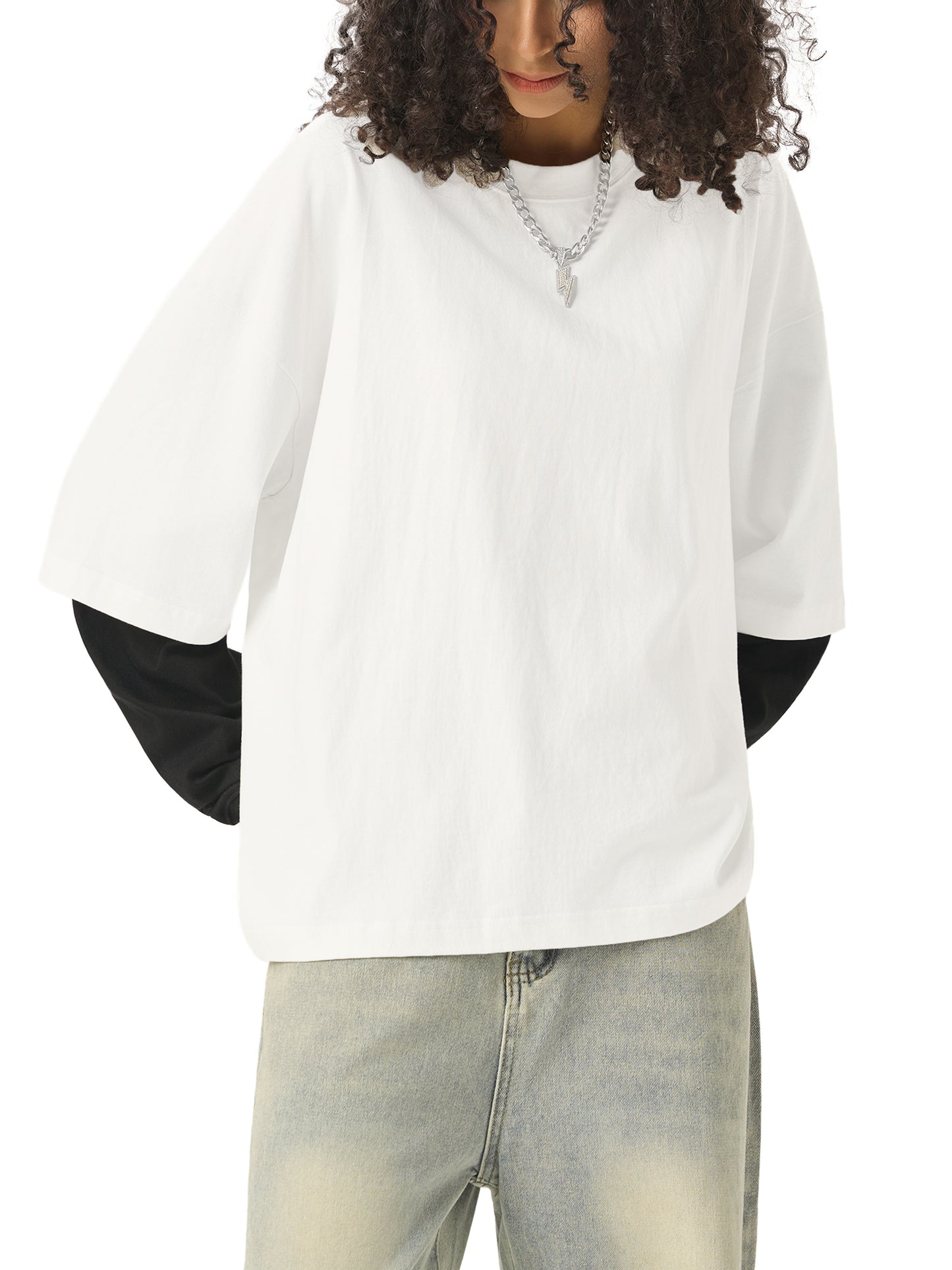 Graffiti Riot™ Quiet Riot Layered Contrast Sleeve Paint Splatter Tee