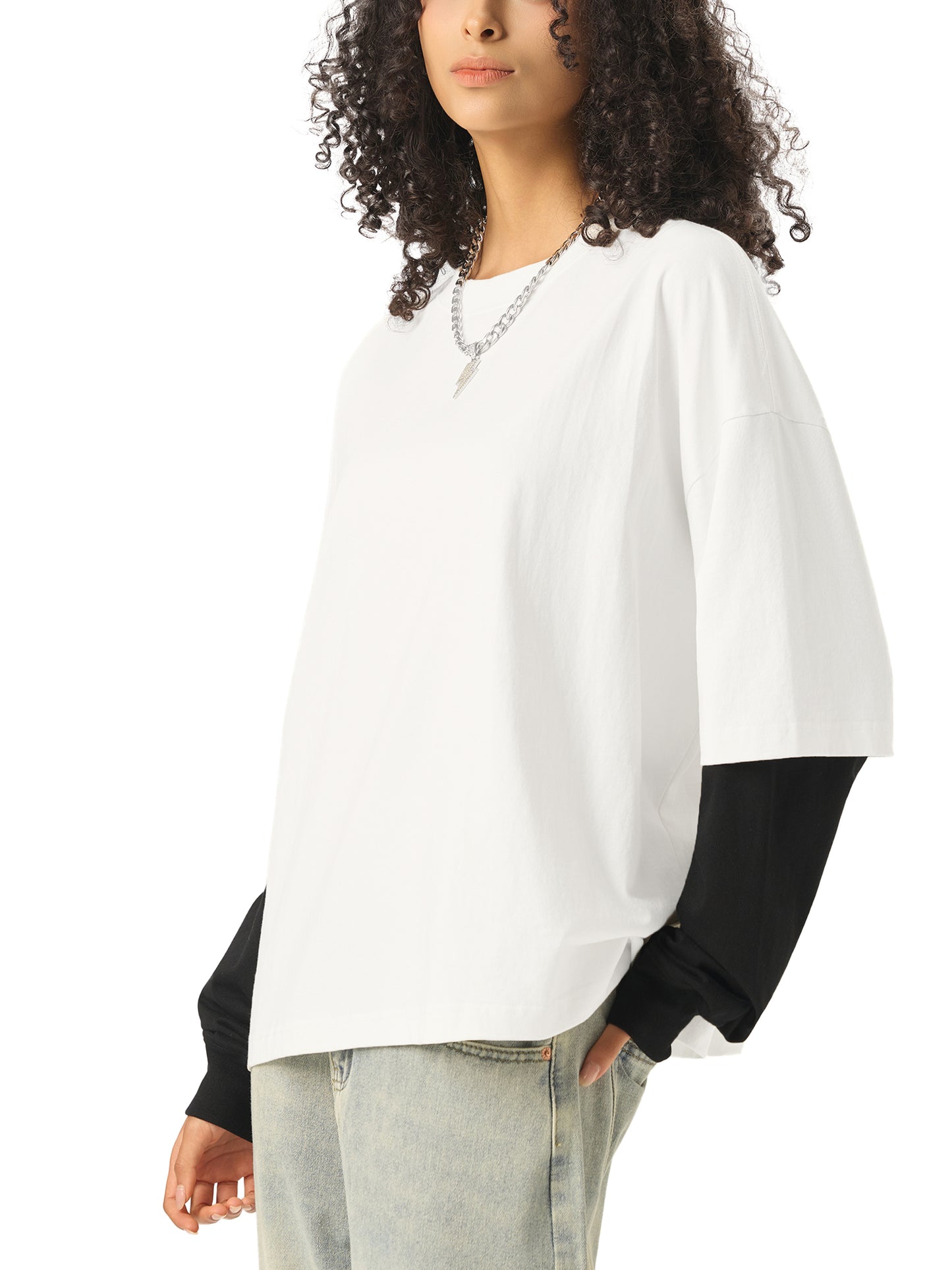 Graffiti Riot™ Quiet Riot Layered Contrast Sleeve Paint Splatter Tee