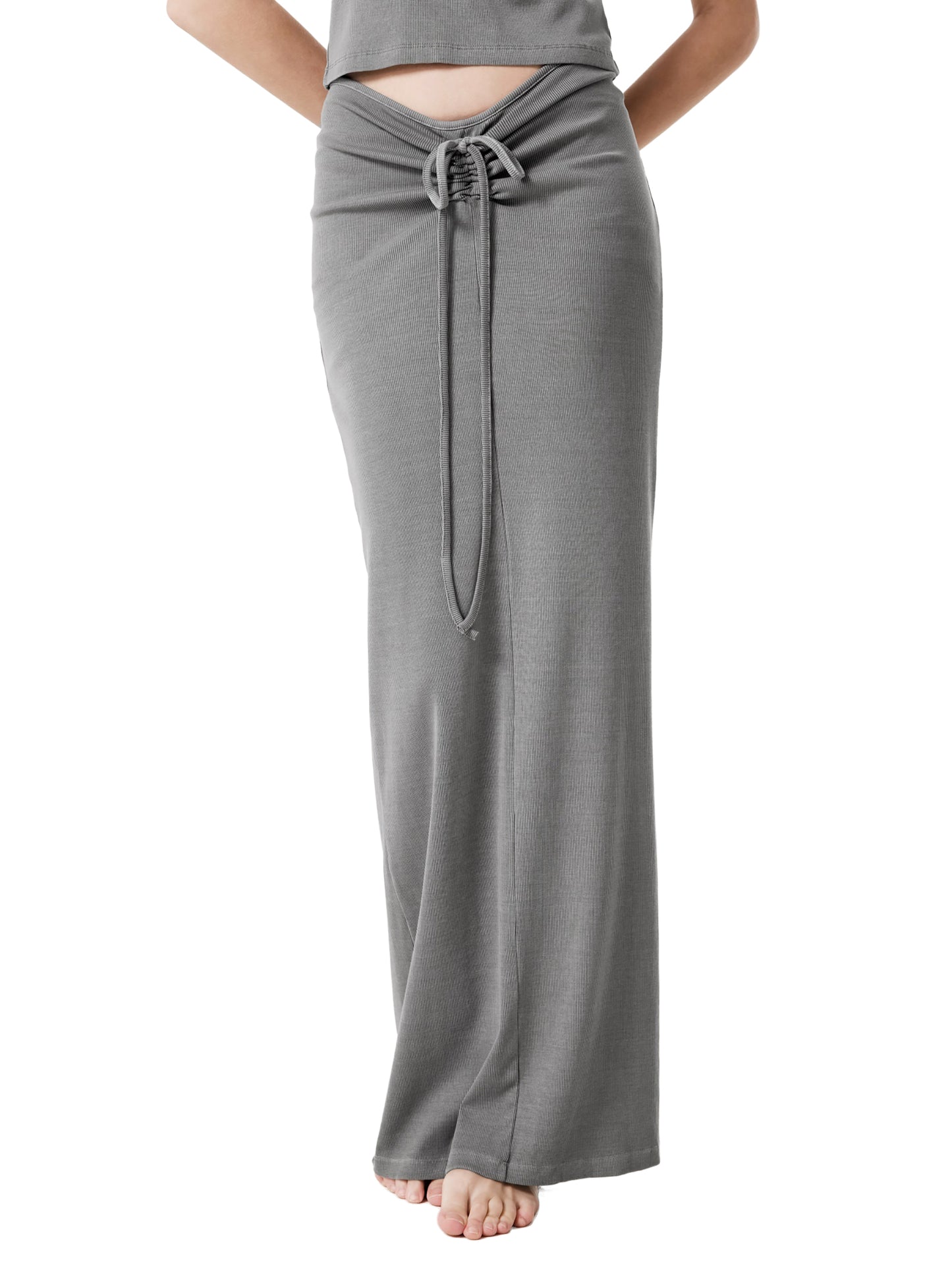 Quiet Riot™ Washed Drawstring Contour Maxi Skirt